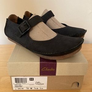 NEW - Clarks Janie June, Black Nubuck, women’s size:10M